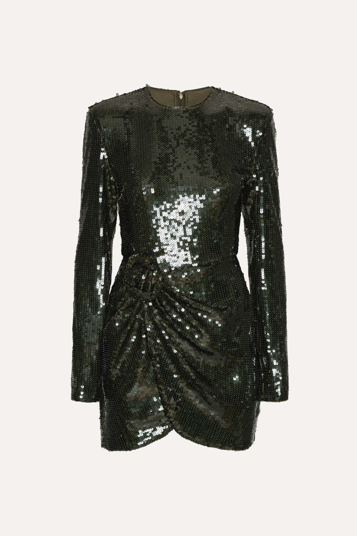 Sequins Ls Mini Dress Dark Green