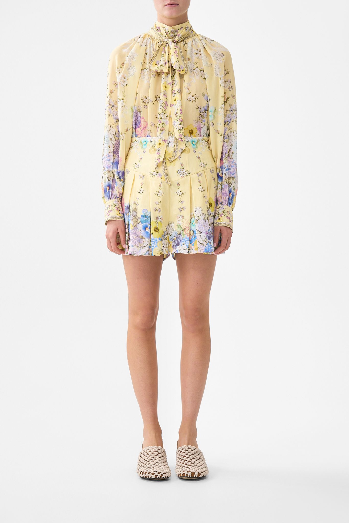 Detachable Pussy Bow Raglan Bluse