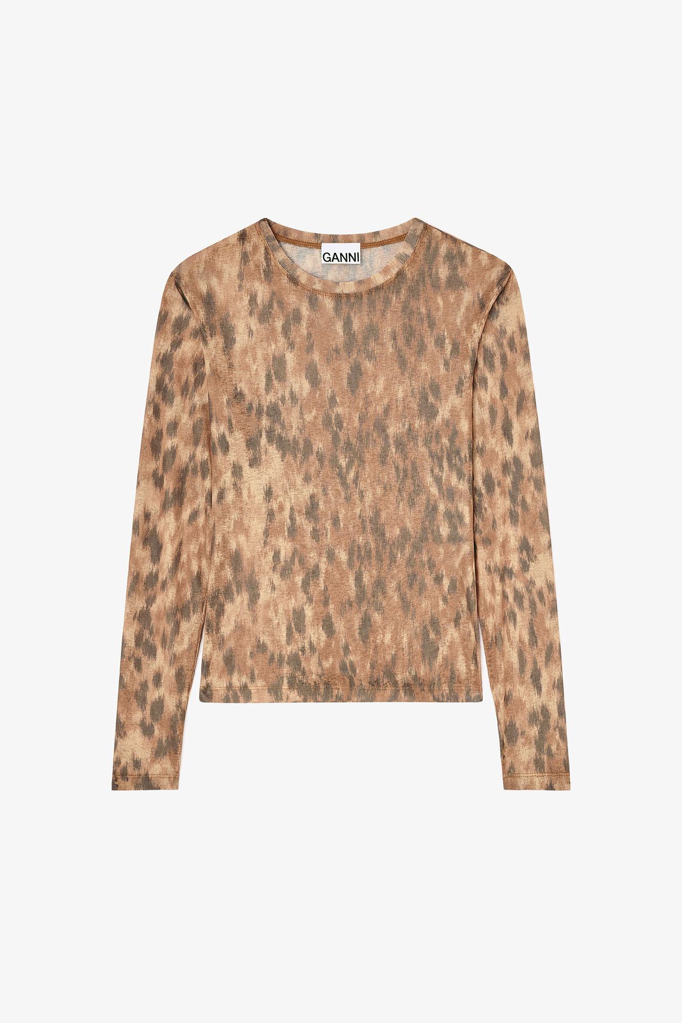 Printed Marl Mesh Long Sleeve Shirt