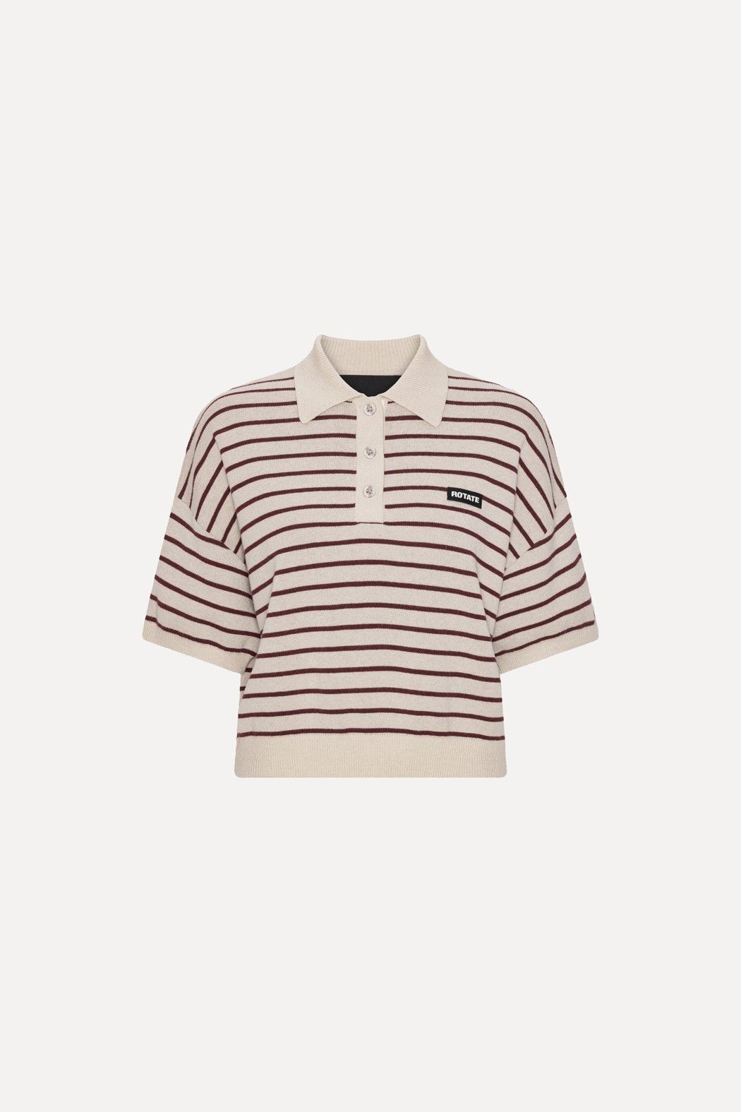 Slinky Knit Polo Striped Beige