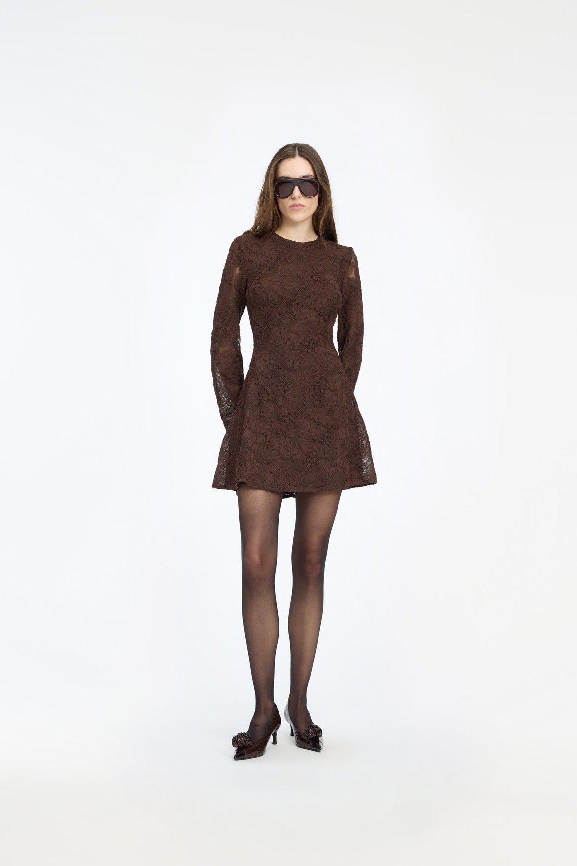 Flower Mesh Mini Kleid