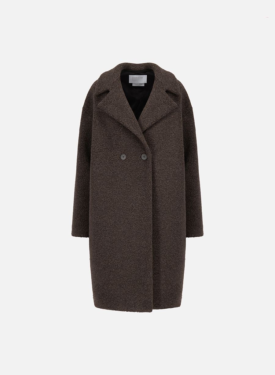 Dropped shoulder coat in bouclé