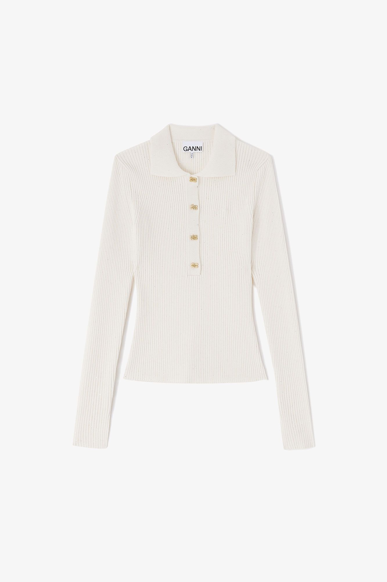 Fine Sequin Polo-Pullover 