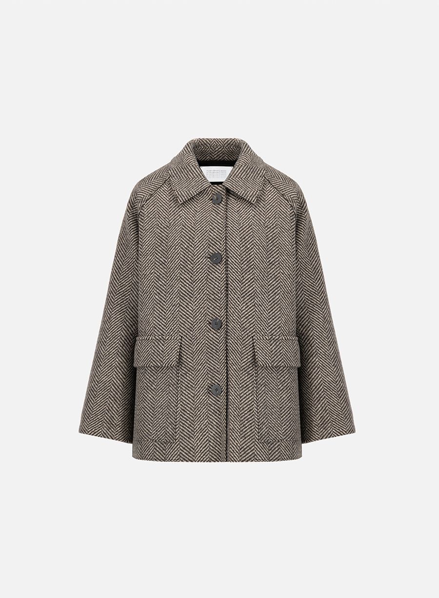 Raglan jacket patterned in cashmere blend