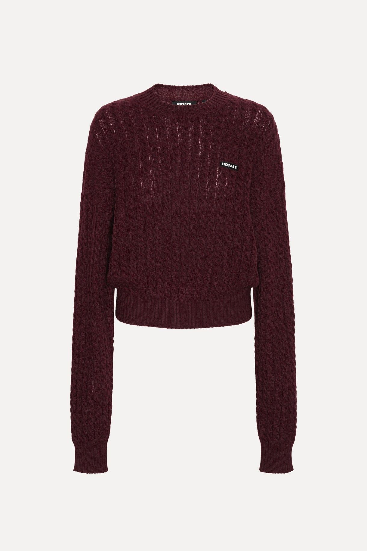 Cable Crewneck Sweater Bordeaux