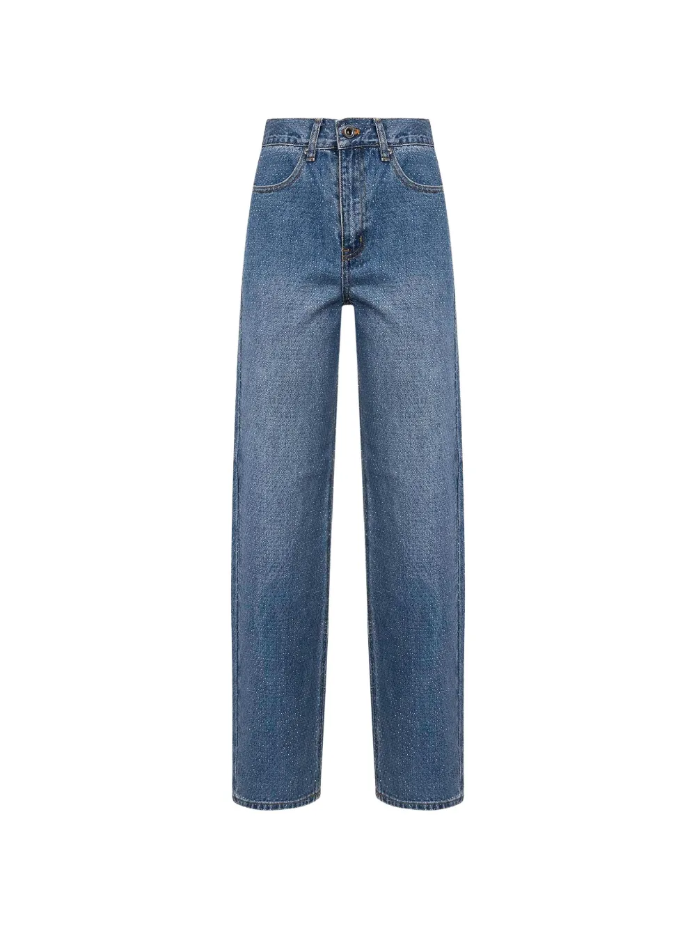 Rhinestone Denim Straight Leg Jeans