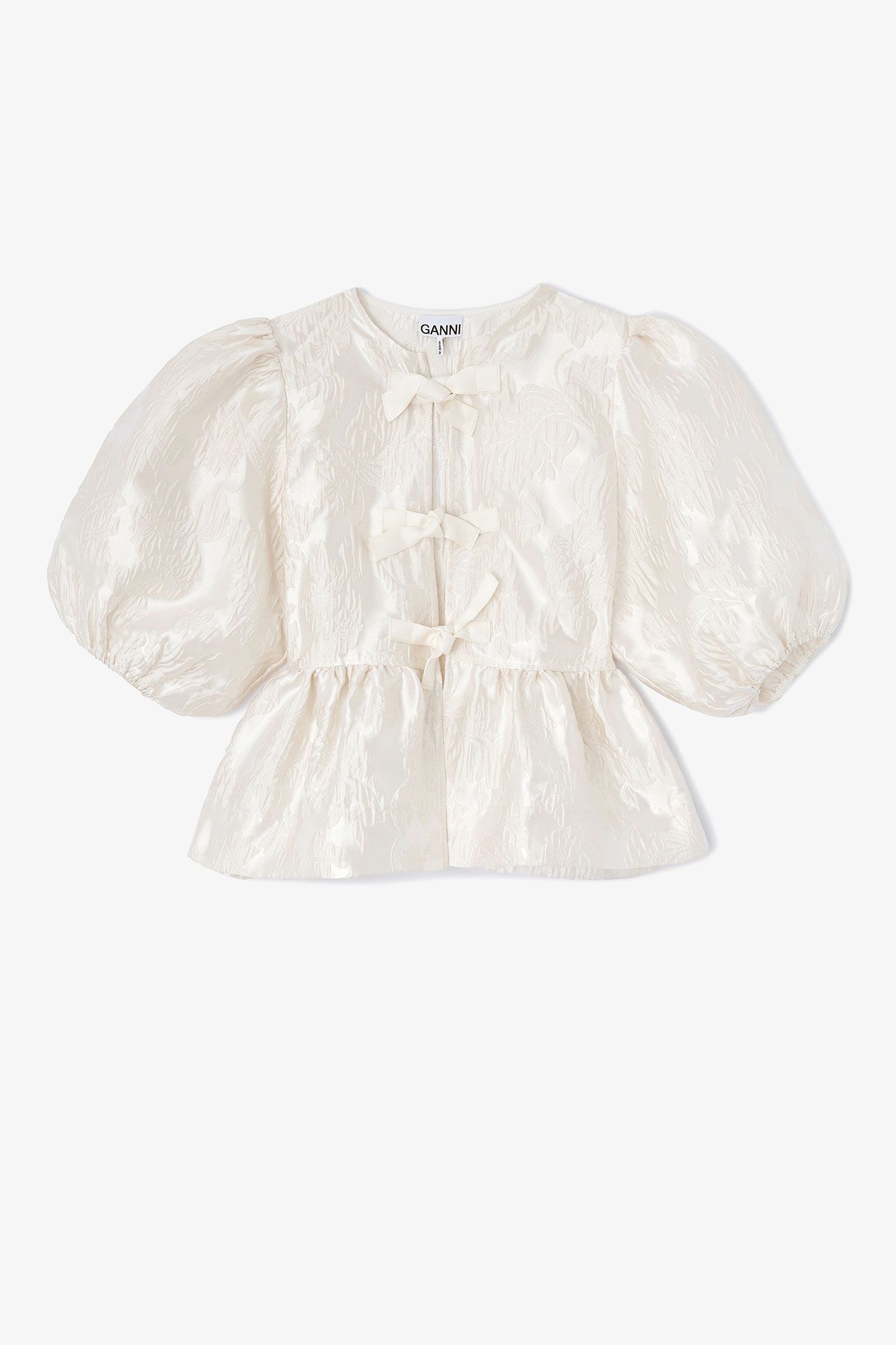 Satin Cloque Peplum Bluse 