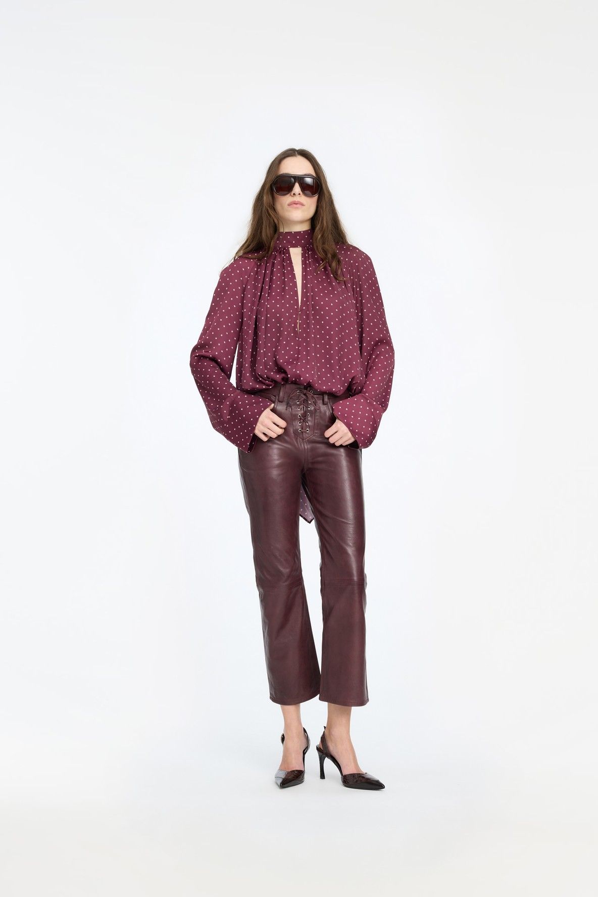 Dot Satin Bow Shirt