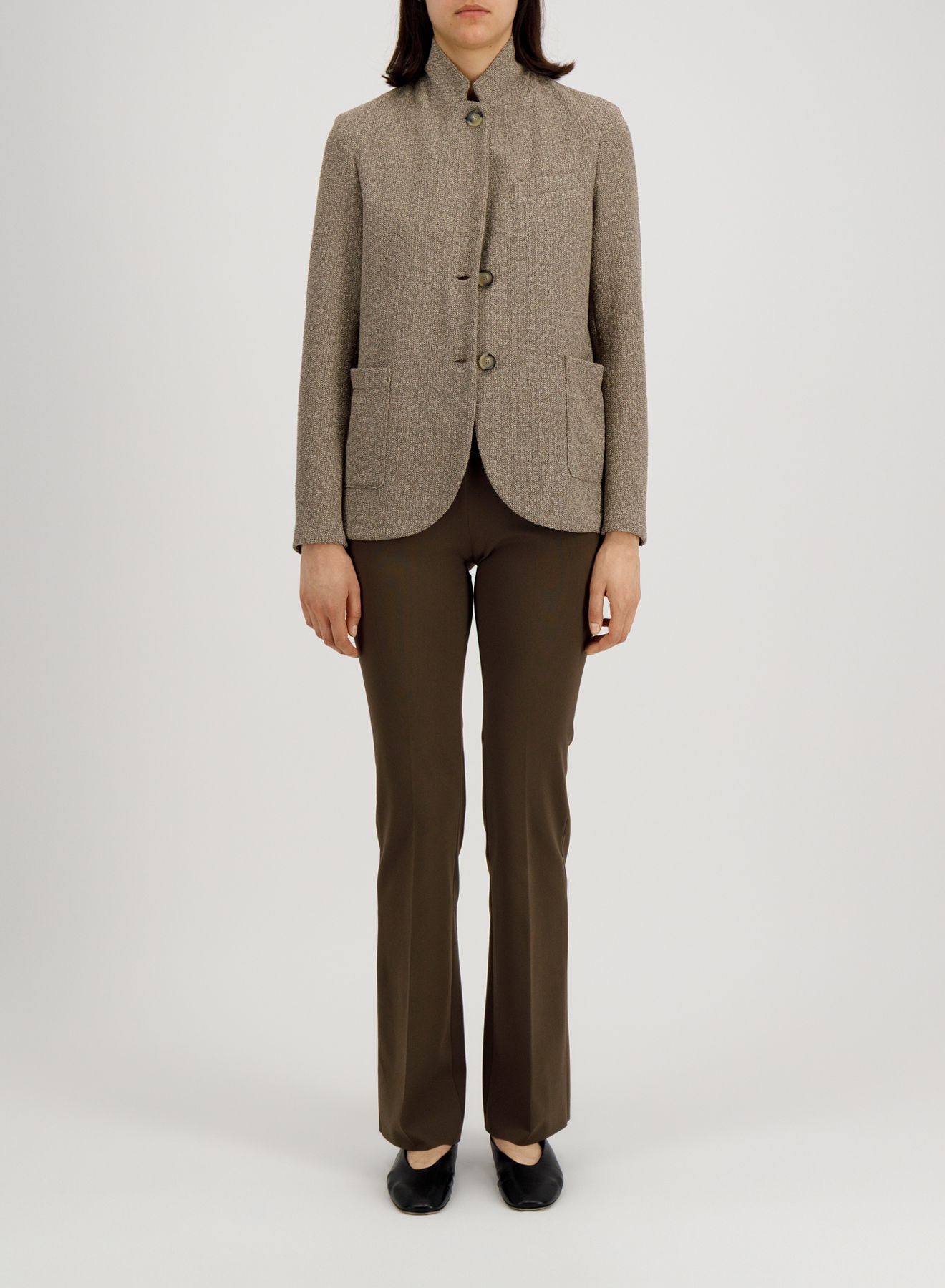 Stand Up Collar Blazer Bicolour Frisé