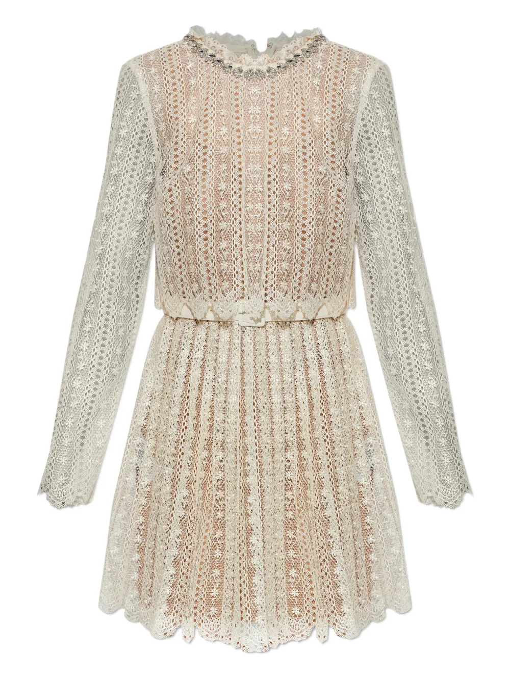 Cream Organza Lace Mini Kleid