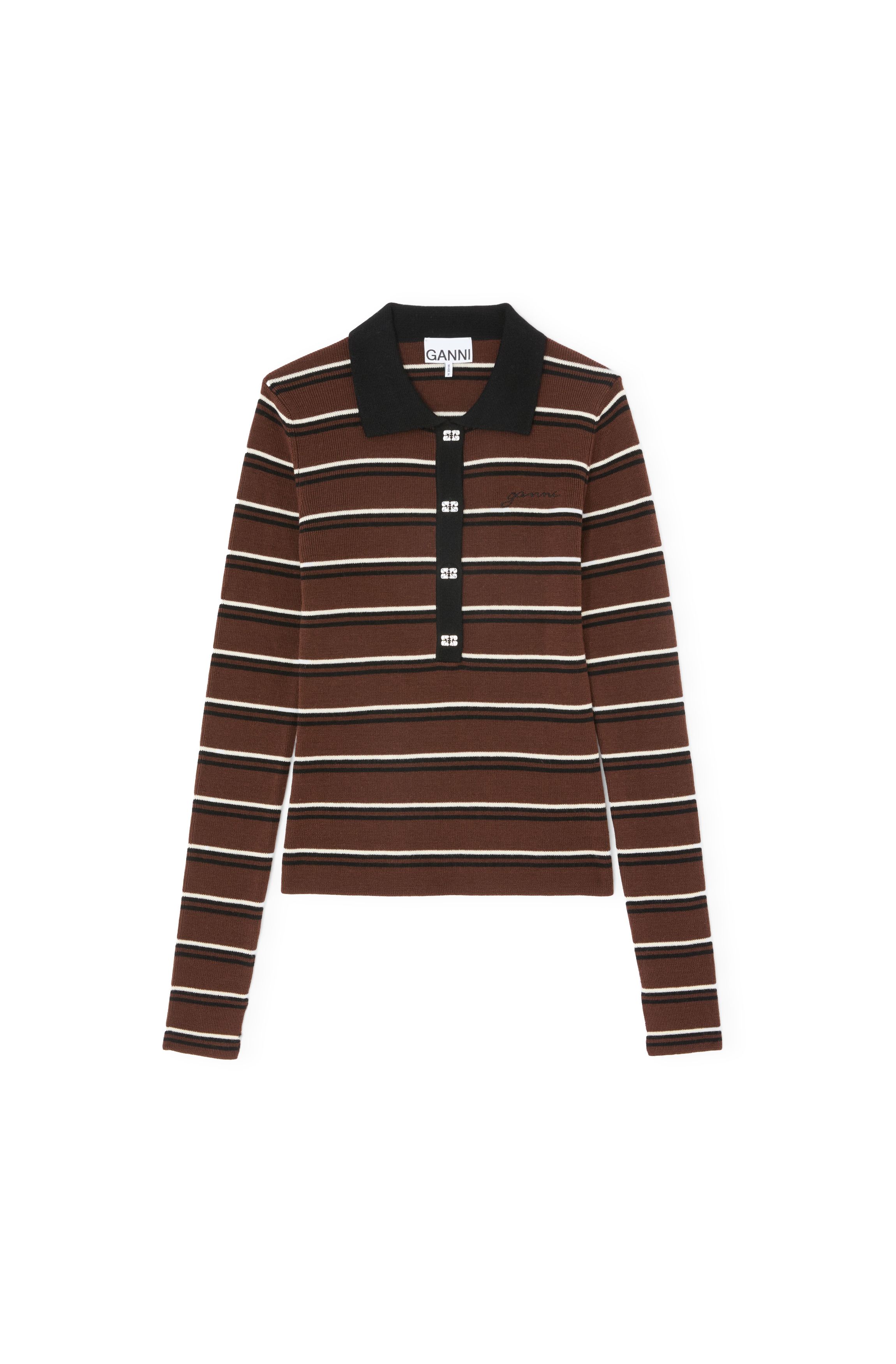 Poloshirt aus gestreifter Merinowolle Poloshirt aus gestreifter Merinowolle