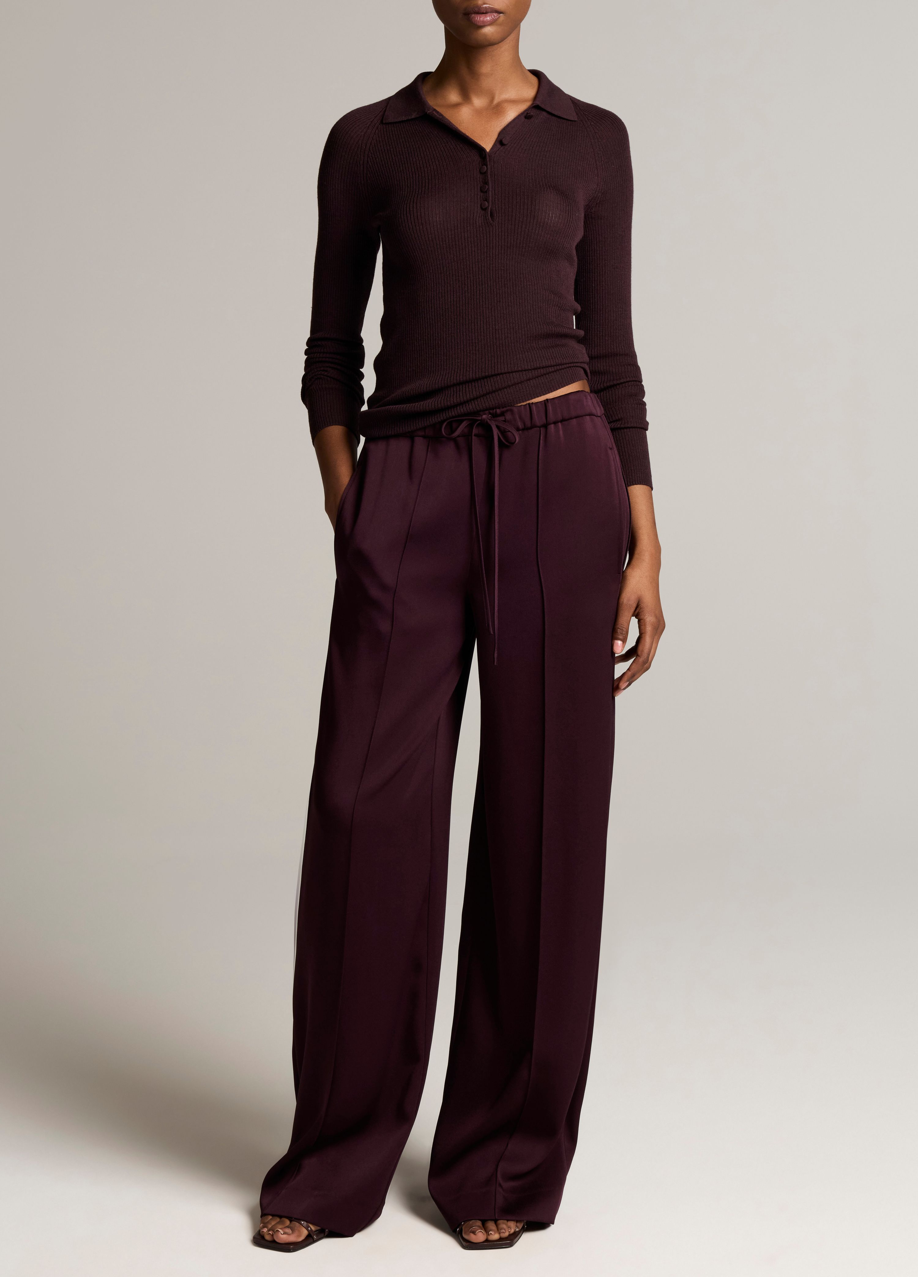 Mid Rise Tailored Triacetate Drawstring Hose