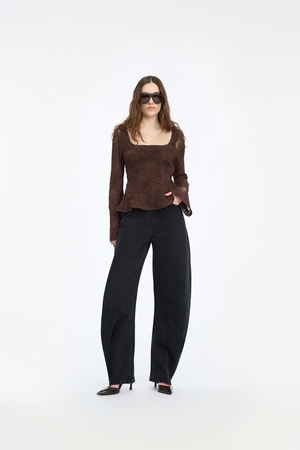 Draped Barrel Leg Jeans
