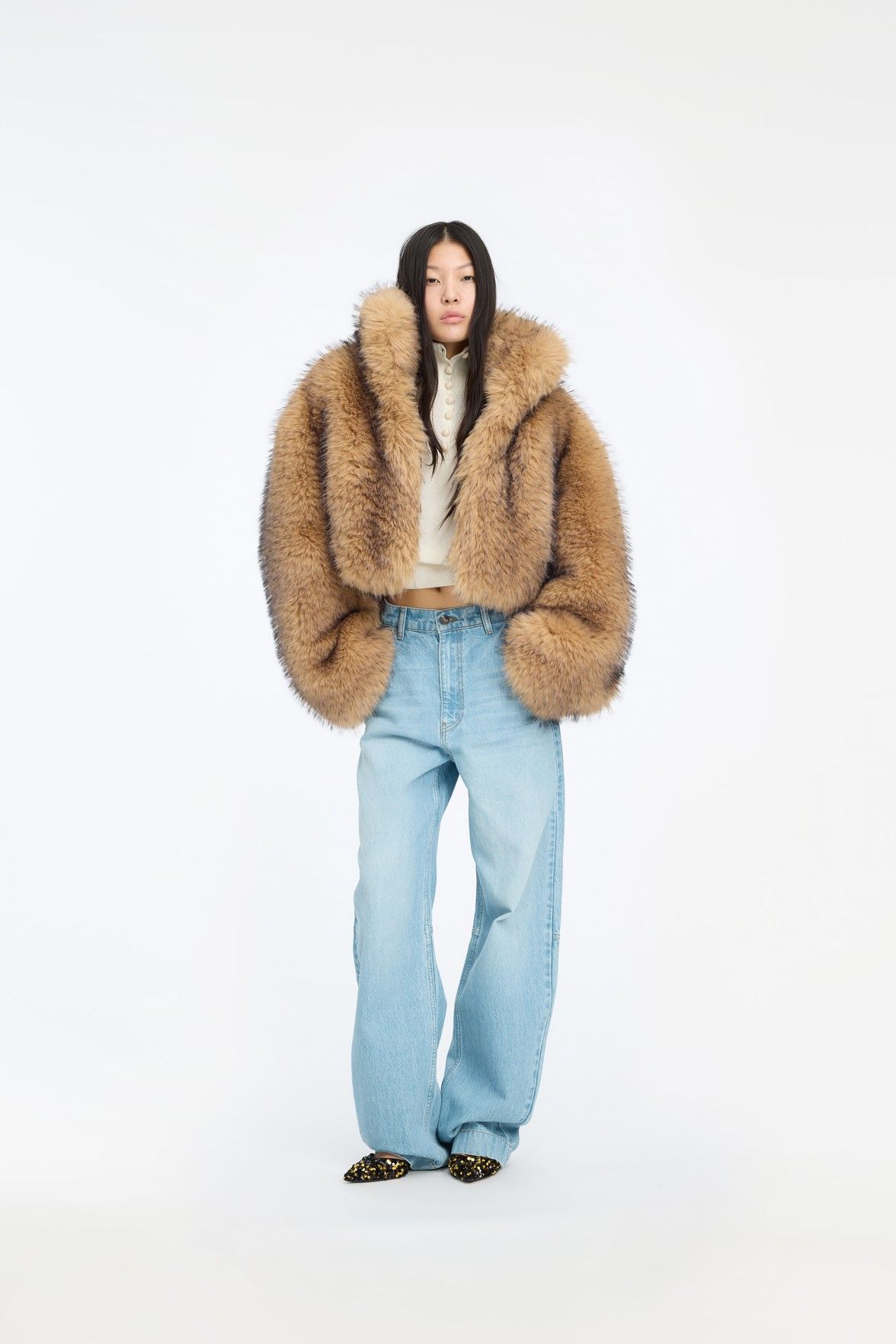 Faux Fur Crop Jacke